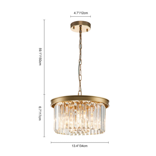 Mid - Century Modern 5 - Light Drum Crystal Chandelier - Yiilighting