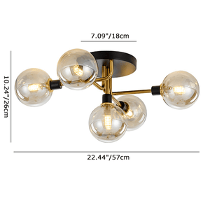 Mid - century Modern 5 - Light Globe Glass Semi Flush Ceiling Light - Yiilighting