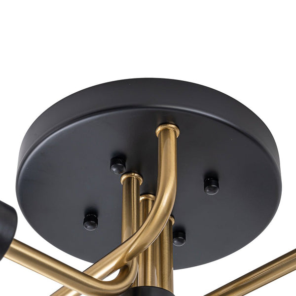 Mid Century Modern 5 - Light Milk Glass Globe Two - Toned Ceiling Light - Yiilighting