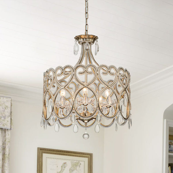 Mid - Century Modern 5 - Light Silver Bronze Crystal Chandelier - Yiilighting