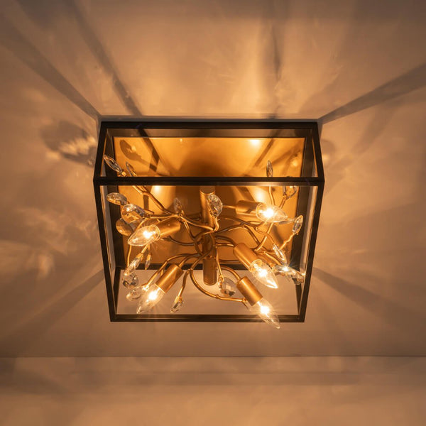 Mid - Century Modern 5 - Light Square Crystal Flush Mount - Yiilighting