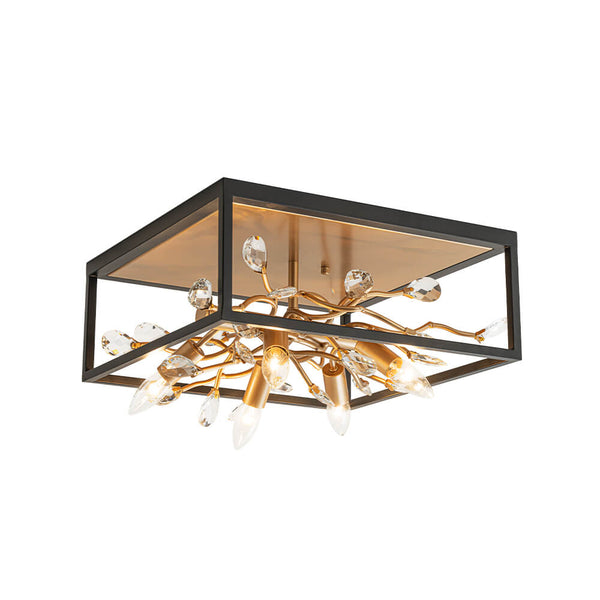 Mid - Century Modern 5 - Light Square Crystal Flush Mount - Yiilighting