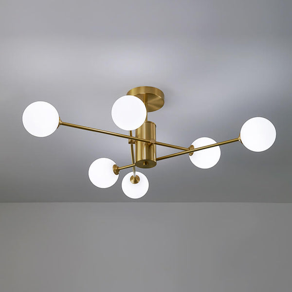 Mid Century Modern 6 - Light Glass Globe Ceiling Light - Yiilighting