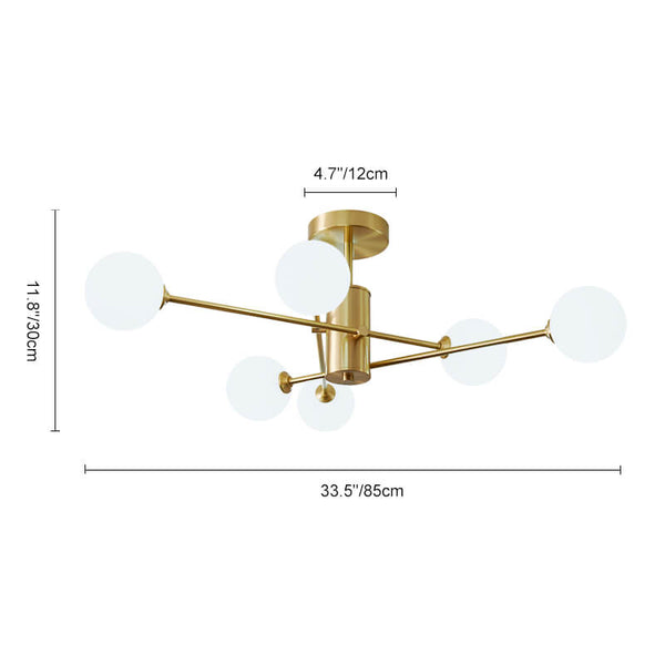 Mid Century Modern 6 - Light Glass Globe Ceiling Light - Yiilighting