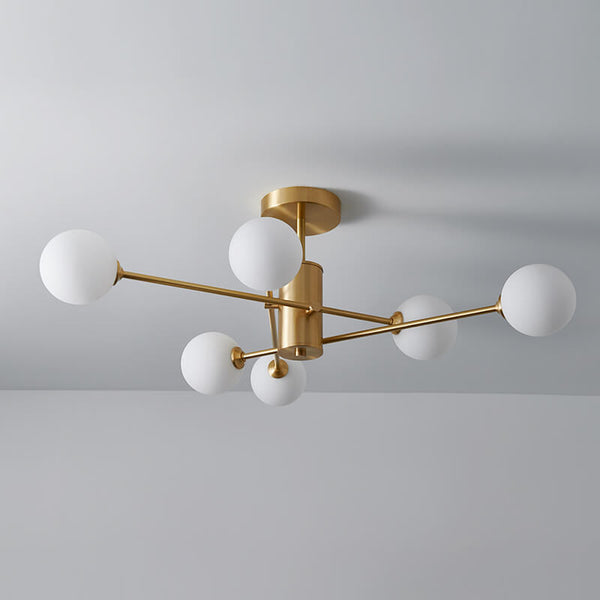 Mid Century Modern 6 - Light Glass Globe Ceiling Light - Yiilighting