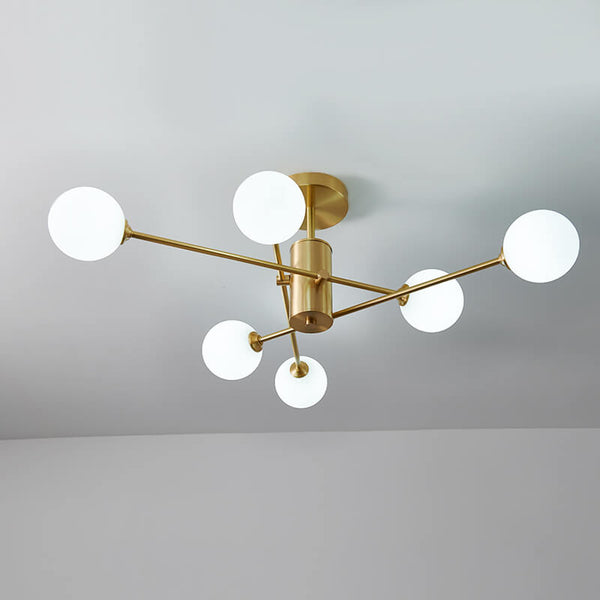 Mid Century Modern 6 - Light Glass Globe Ceiling Light - Yiilighting