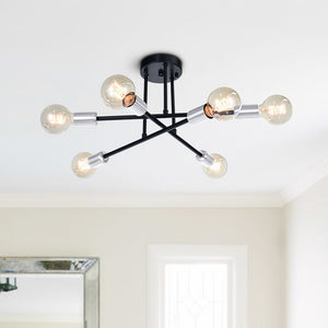 Mid - century Modern 6 - Light Metal Radial Sputnik Ceiling Light - Yiilighting