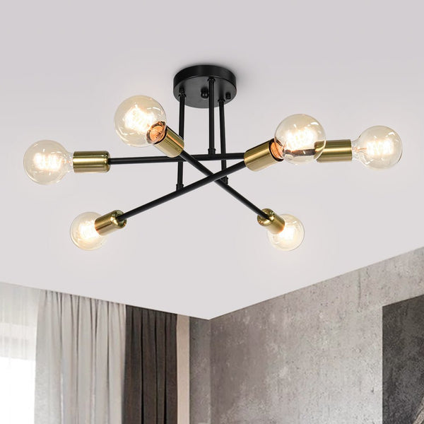 Mid - century Modern 6 - Light Metal Radial Sputnik Ceiling Light - Yiilighting