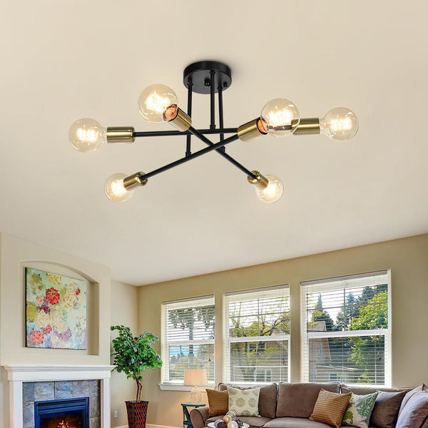 Mid - century Modern 6 - Light Metal Radial Sputnik Ceiling Light - Yiilighting