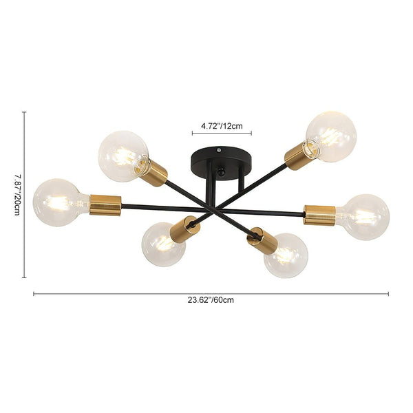 Mid - century Modern 6 - Light Metal Radial Sputnik Ceiling Light - Yiilighting