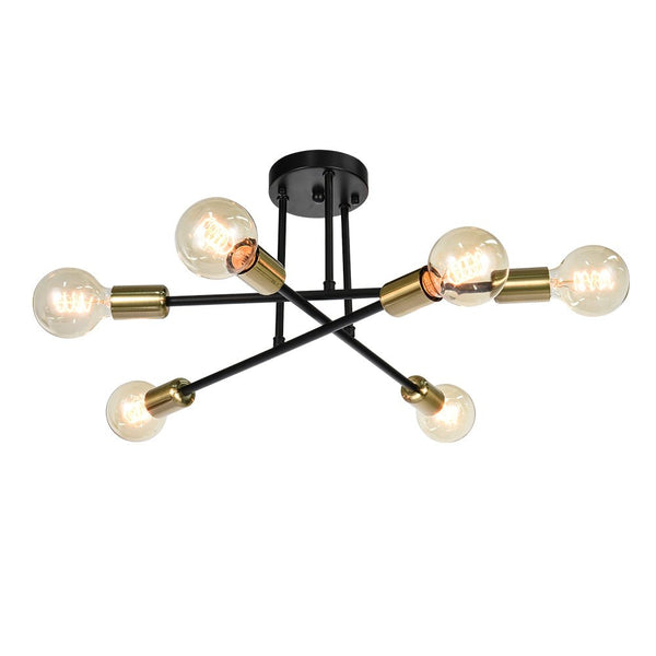 Mid - century Modern 6 - Light Metal Radial Sputnik Ceiling Light - Yiilighting