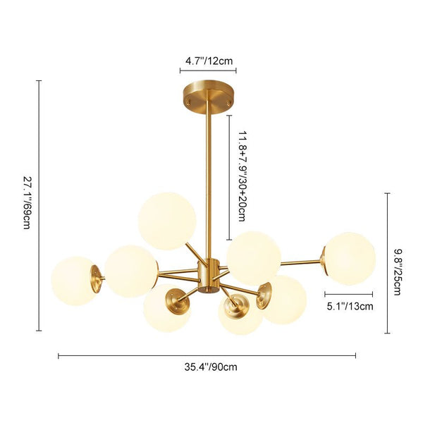 Mid - Century Modern 6/8 Lights Sputnik Glass Globe Chandelier - Yiilighting