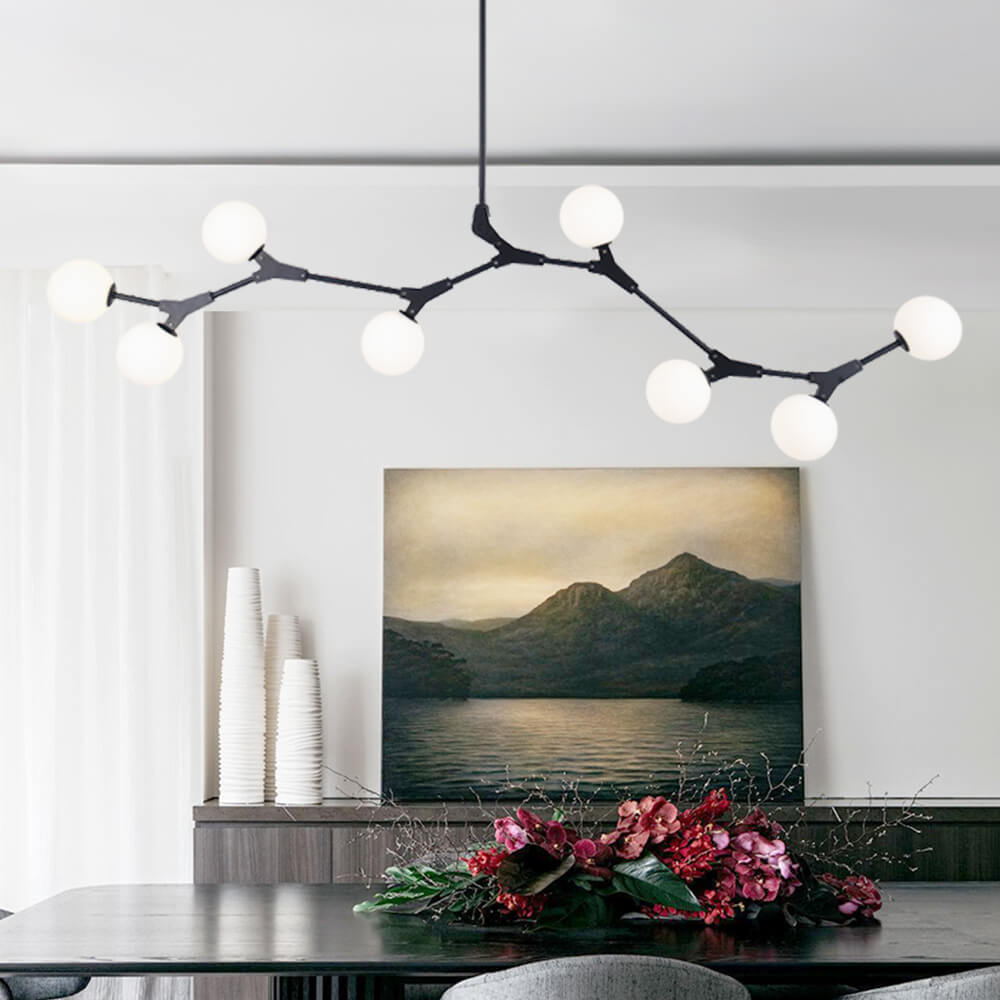 Koini Mid-century Modern 6-light Orb Glass Chandelier Wheel Hanging Lights for D Koini Mid-century Modern 6-light Orb Glass Chandelier Wheel Hanging Lights for D
