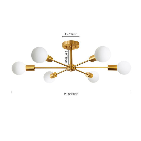 Mid Century Modern Branching 3/6 - Light Semi Flush Mount - Yiilighting