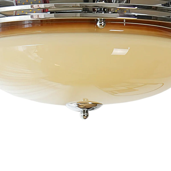 Mid - Century Modern LED Round Bowl Glass Chrome Ceiling Light - Yiilighting