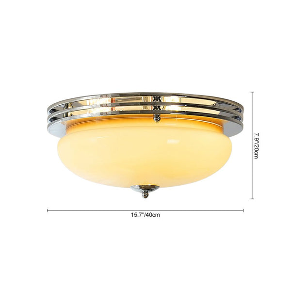 Mid - Century Modern LED Round Bowl Glass Chrome Ceiling Light - Yiilighting
