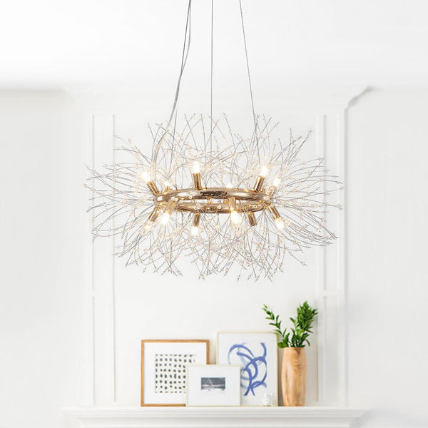 Mid - century Modern Round Firework Dandelion Chandelier - Yiilighting