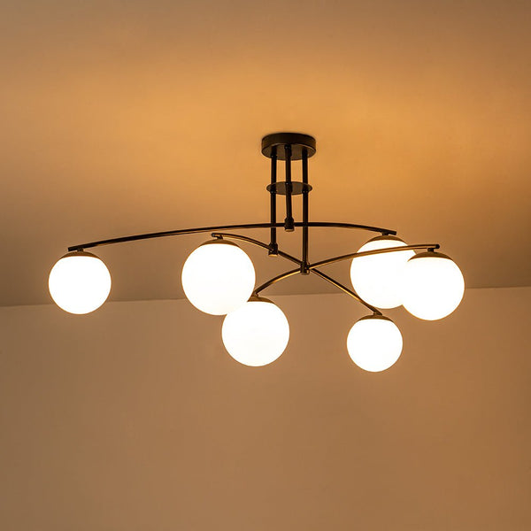 Mid - Century Modern Sputnik Branching Opal Glass Chandelier - Yiilighting