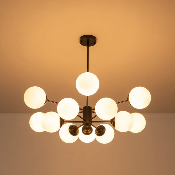 Mid - Century Modern Sputnik Opal Globe Chandelier - Yiilighting