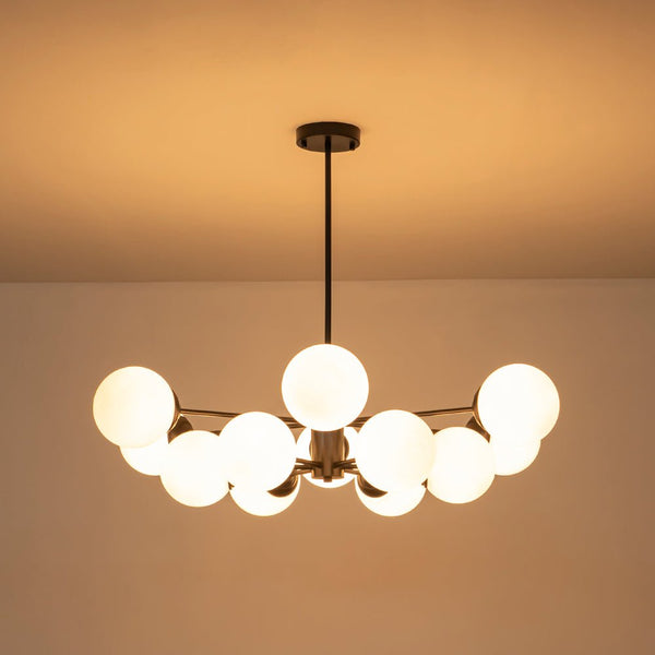 Mid - Century Modern Sputnik Opal Globe Chandelier - Yiilighting