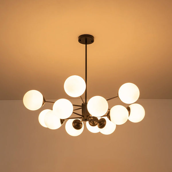 Mid - Century Modern Sputnik Opal Globe Chandelier - Yiilighting
