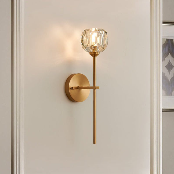 Mid - Century Needle Brass Crystal Wall Sconce - Yiilighting