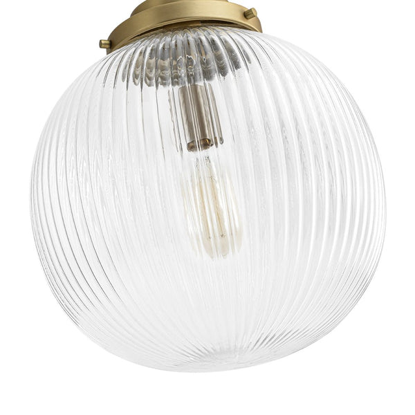 Mid-Century Ripple Glass Globe Pendant Light | Brushed Brass - Yiilighting