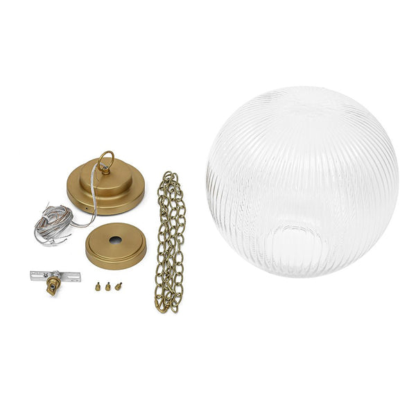 Mid-Century Ripple Glass Globe Pendant Light | Brushed Brass - Yiilighting