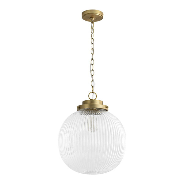Mid-Century Ripple Glass Globe Pendant Light | Brushed Brass - Yiilighting