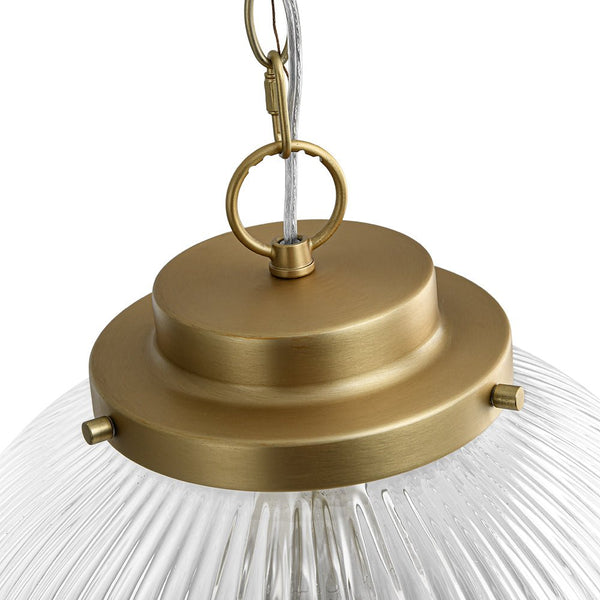Mid-Century Ripple Glass Globe Pendant Light | Brushed Brass - Yiilighting