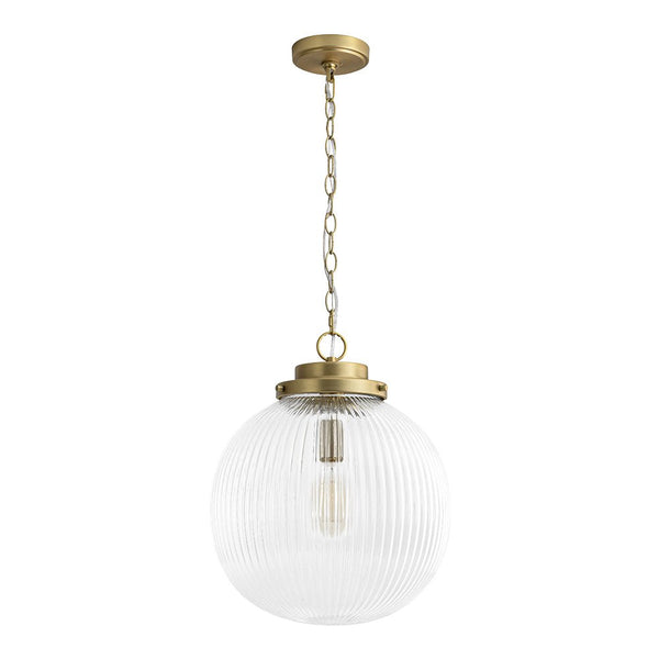 Mid-Century Ripple Glass Globe Pendant Light | Brushed Brass - Yiilighting