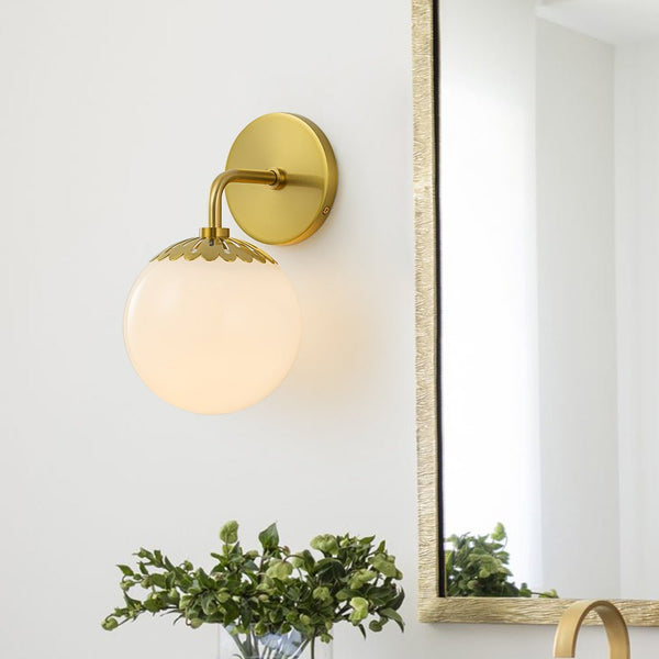 Minimalist Opal Glass Globe Wall Sconce - Yiilighting