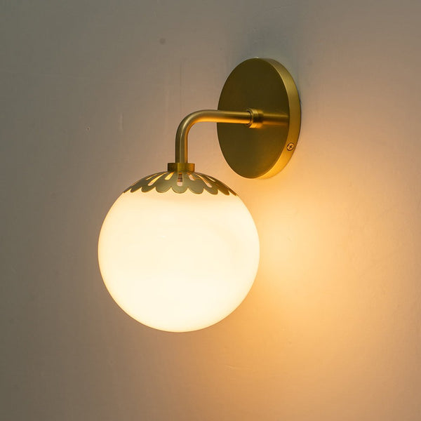 Minimalist Opal Glass Globe Wall Sconce - Yiilighting