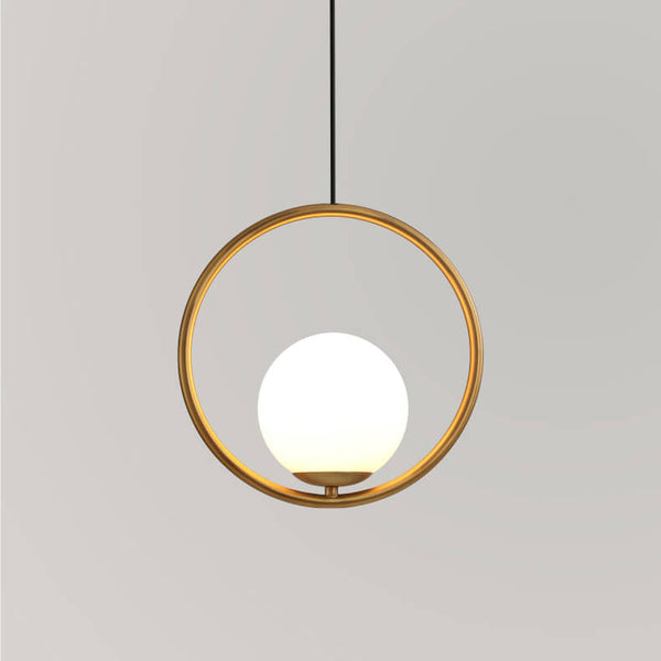 Modern 1 - Light Brass Circle Ring Glass Globe Pendant Light - Yiilighting