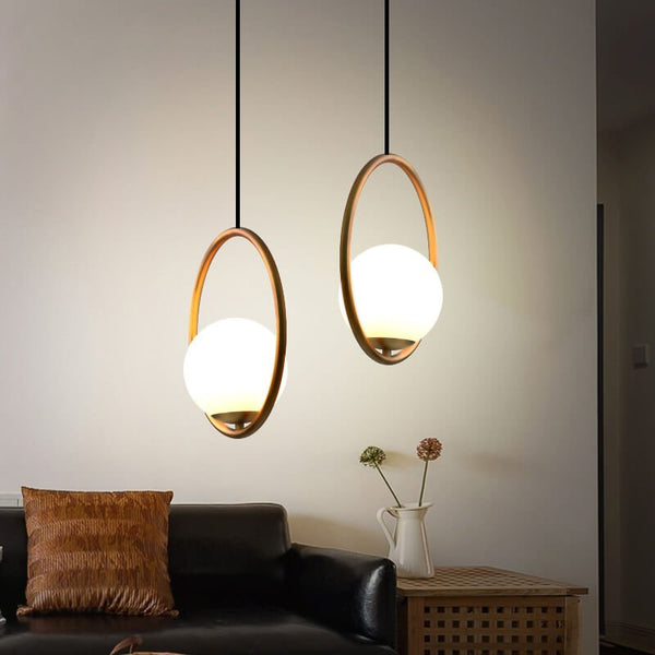 Modern 1 - Light Brass Circle Ring Glass Globe Pendant Light - Yiilighting