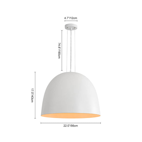 Modern 1 - Light Matte White Dome Metal Pendant - Yiilighting