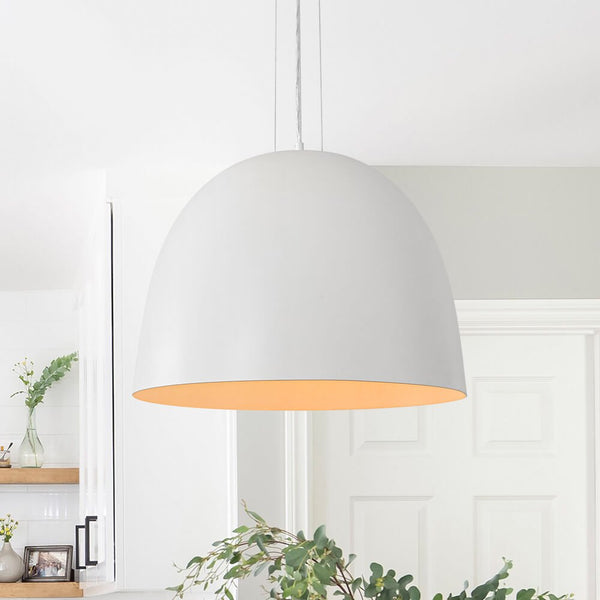 Modern 1 - Light Matte White Dome Metal Pendant - Yiilighting