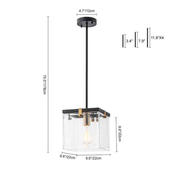 Modern 1 - Light Square Clear Glass Pendant Light - Yiilighting