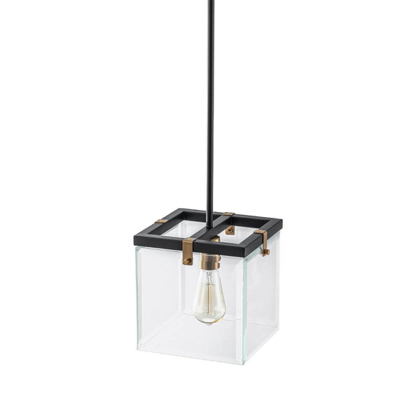 Modern 1 - Light Square Clear Glass Pendant Light - Yiilighting