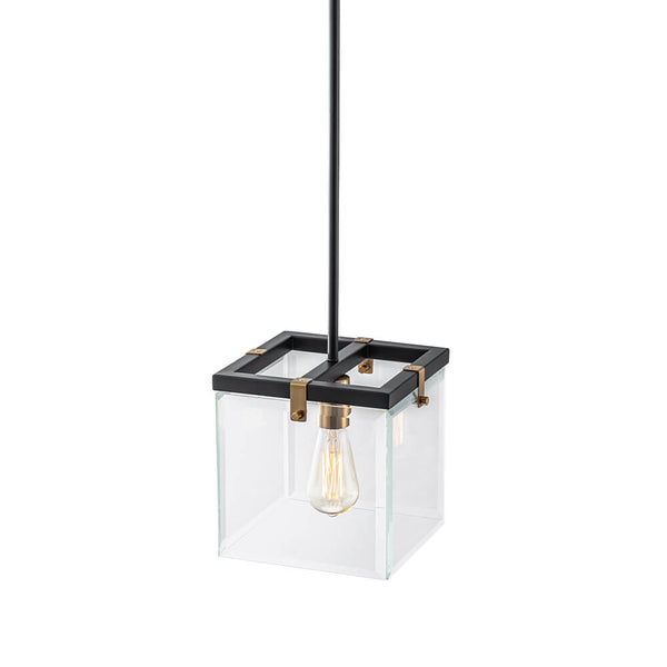 Modern 1 - Light Square Clear Glass Pendant Light - Yiilighting