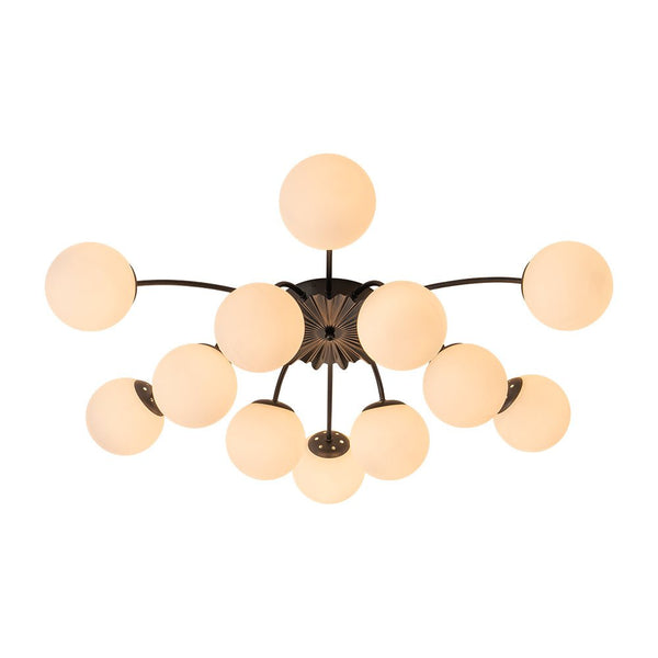 Modern 12 - Light Opal Glass Globe Chandelier - Yiilighting