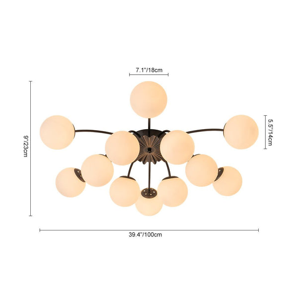 Modern 12 - Light Opal Glass Globe Chandelier - Yiilighting