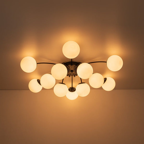 Modern 12 - Light Opal Glass Globe Chandelier - Yiilighting