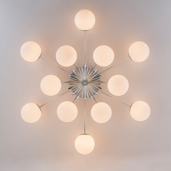 Modern 12 - Light Opal Glass Globe Chandelier - Yiilighting