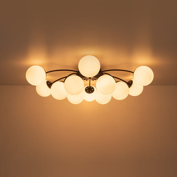 Modern 12 - Light Opal Glass Globe Chandelier - Yiilighting