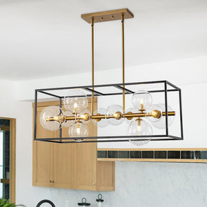 Modern 12 - Light Open Rectangular Frame Clear Glass Chandelier - Yiilighting