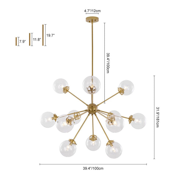 Modern 12 - Light Sputnik Glass Sphere Chandelier - Yiilighting