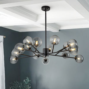 Modern 15 - Light Smoked Gradient Glass Globe Chandelier - Yiilighting