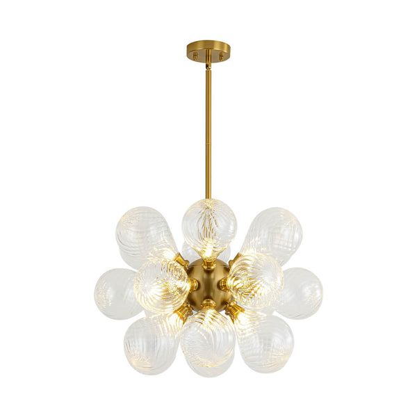 Modern 18 - Light Clear Stripe Glass Bubble Cluster Chandelier - Yiilighting