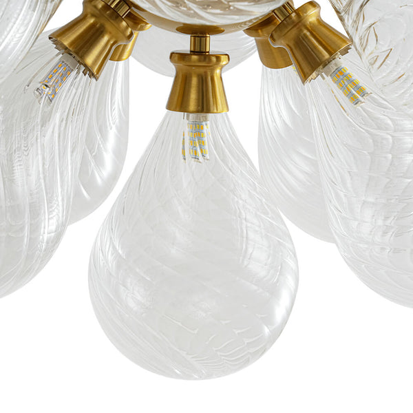 Modern 18 - Light Clear Stripe Glass Bubble Cluster Chandelier - Yiilighting